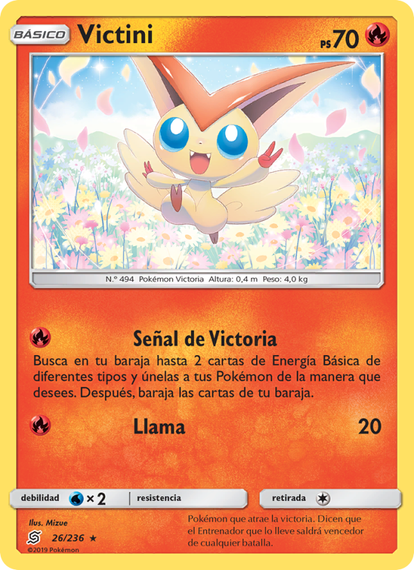Victini 26 — Unified Minds (Spanish Pokémon TCG card)