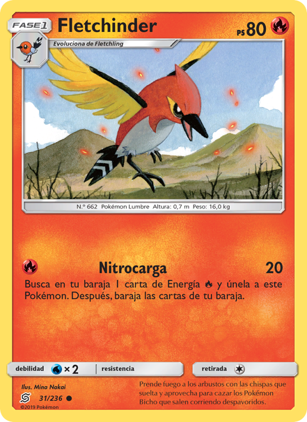 Fletchinder 31 — Unified Minds (Spanish Pokémon TCG card)