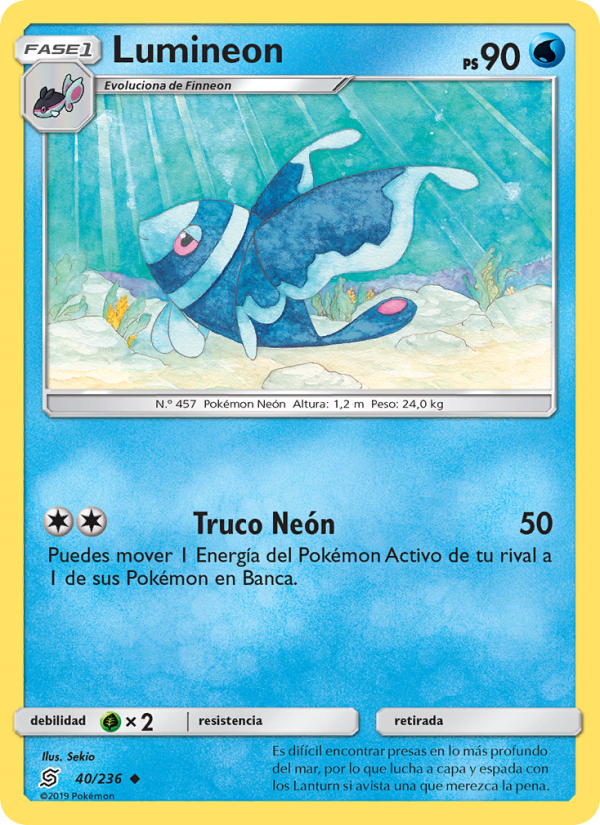 Lumineon 40 — Unified Minds (Spanish Pokémon TCG card)