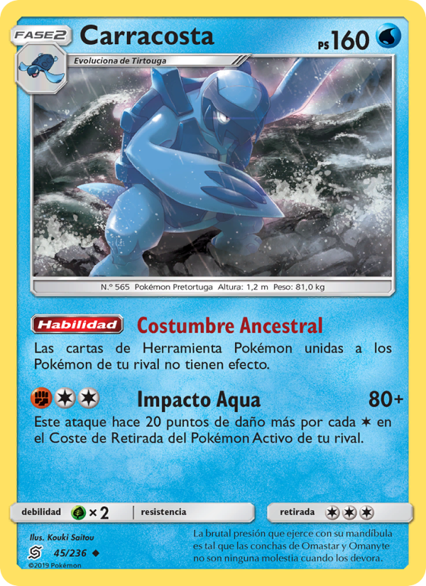 Carracosta 45 — Unified Minds (Spanish Pokémon TCG card)