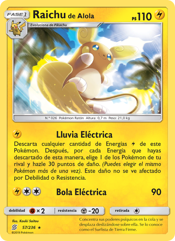 Raichu de Alola 57 — Unified Minds (Spanish Pokémon TCG card)