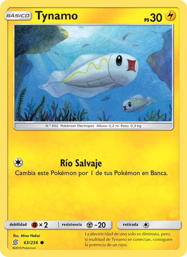 Tynamo 63 — Unified Minds (Spanish Pokémon TCG card)