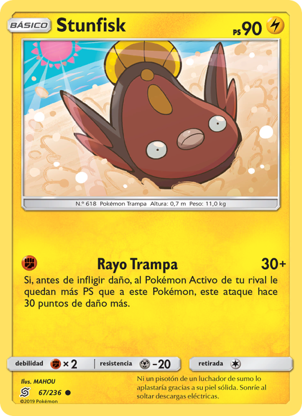 Stunfisk 67 — Unified Minds (Spanish Pokémon TCG card)