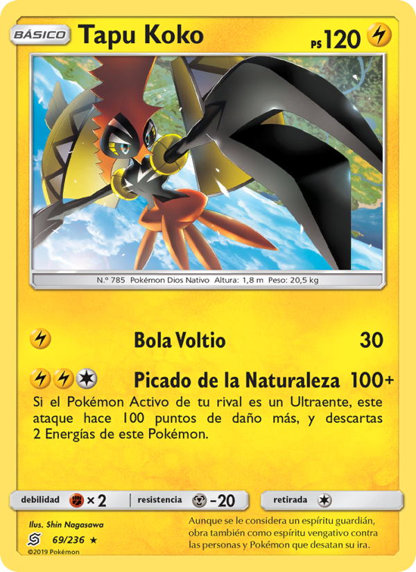 Tapu Koko 69 — Unified Minds (Spanish Pokémon TCG card)