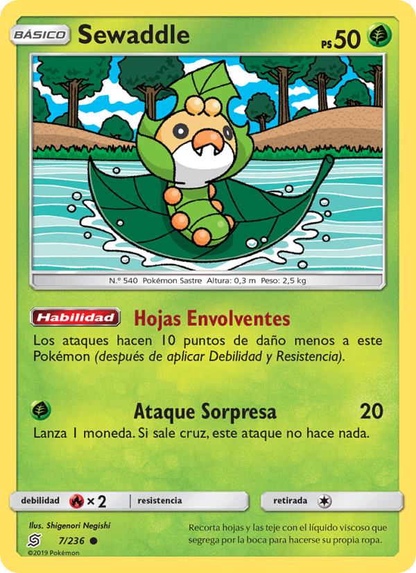 Sewaddle 7 — Unified Minds (Spanish Pokémon TCG card)
