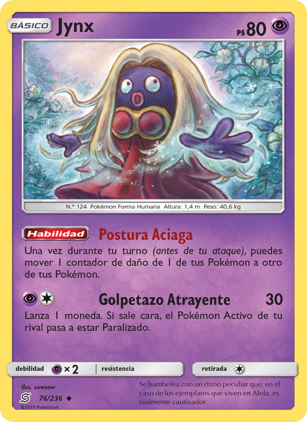 Jynx 76 — Unified Minds (Spanish Pokémon TCG card)