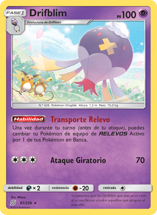 Drifblim 81 — Unified Minds (Spanish Pokémon TCG card)
