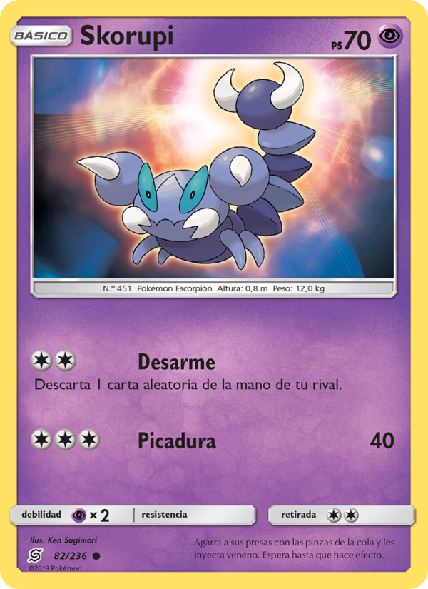 Skorupi 82 — Unified Minds (Spanish Pokémon TCG card)