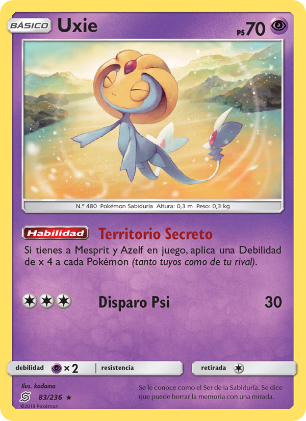 Uxie 83 — Unified Minds (Spanish Pokémon TCG card)