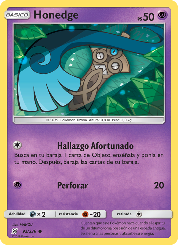 Honedge 92 — Unified Minds (Spanish Pokémon TCG card)