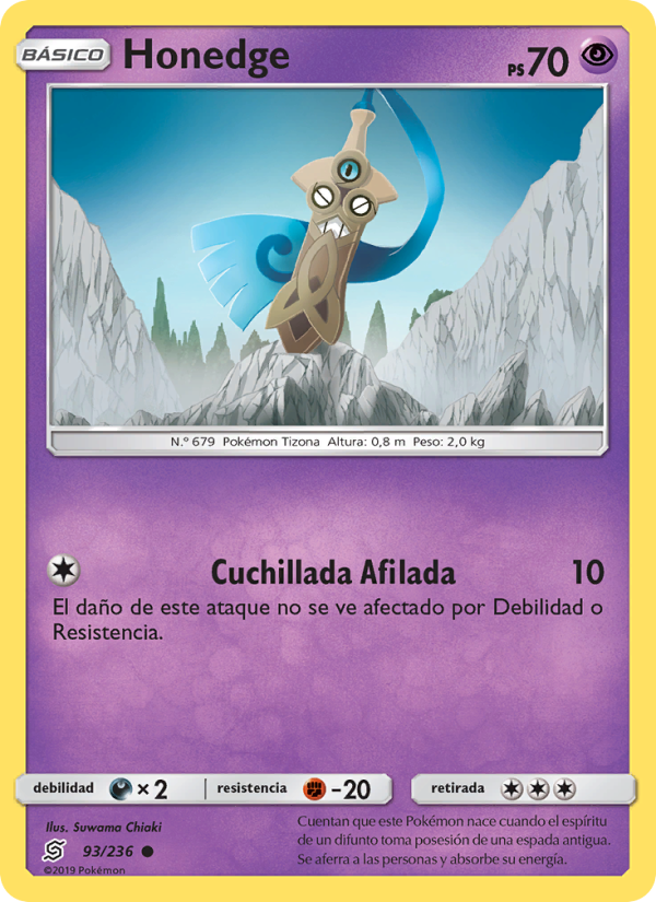 Honedge 93 — Unified Minds (Spanish Pokémon TCG card)