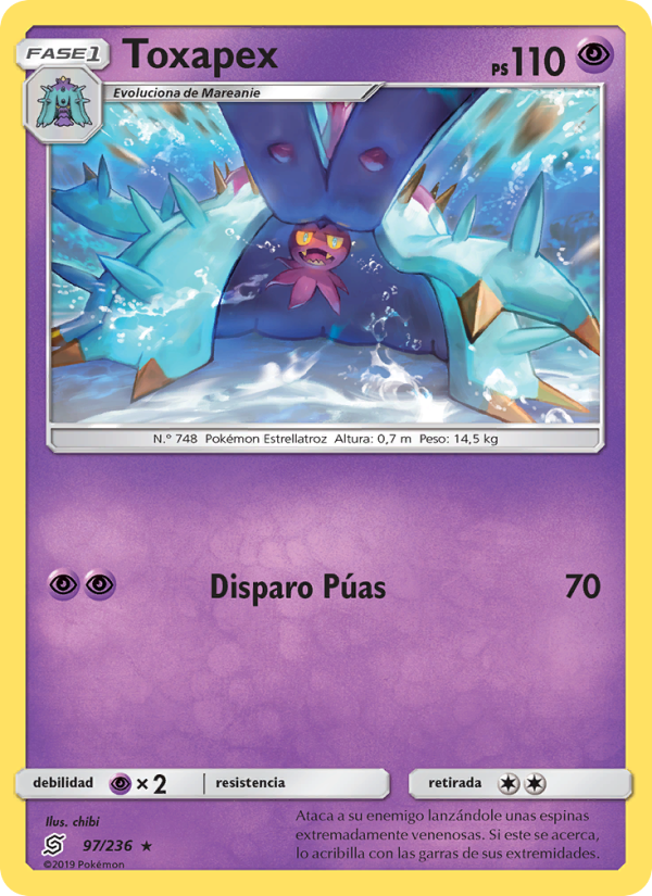 Toxapex 97 — Unified Minds (Spanish Pokémon TCG card)