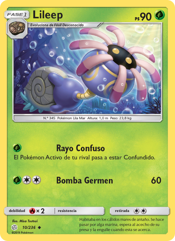 Lileep 10 — Cosmic Eclipse (Spanish Pokémon TCG card)
