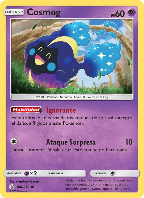 Cosmog 100 — Cosmic Eclipse (Spanish Pokémon TCG card)