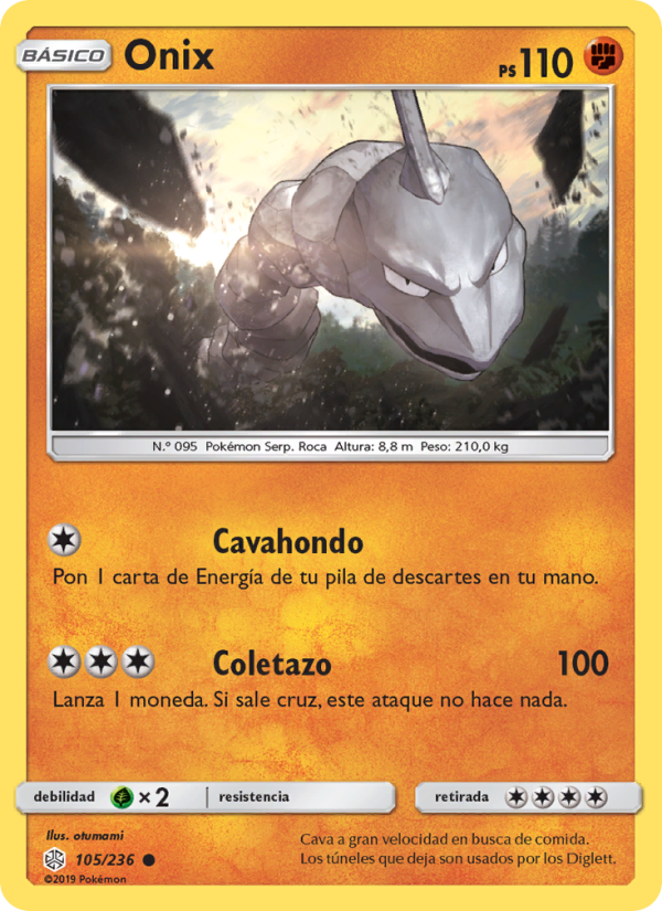 Onix 105 — Cosmic Eclipse (Spanish Pokémon TCG card)