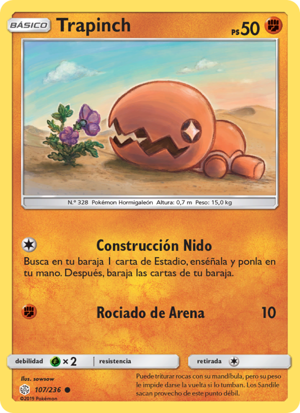 Trapinch 107 — Cosmic Eclipse (Spanish Pokémon TCG card)