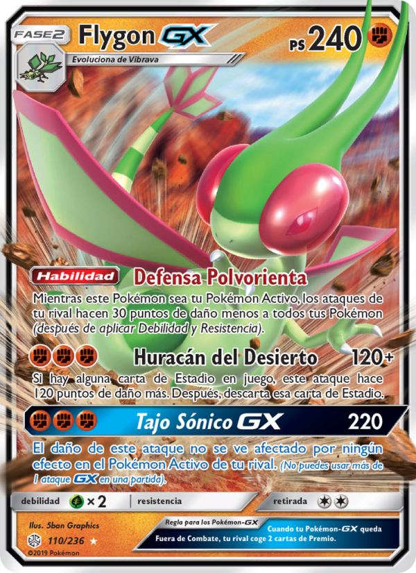 Flygon GX 110 — Cosmic Eclipse (Spanish Pokémon TCG card)