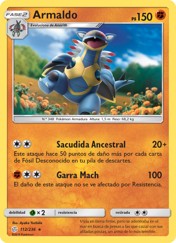 Armaldo 112 — Cosmic Eclipse (Spanish Pokémon TCG card)