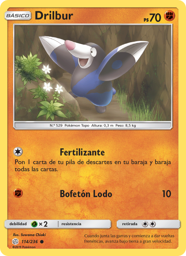 Drilbur 114 — Cosmic Eclipse (Spanish Pokémon TCG card)