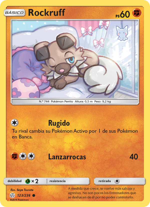 Rockruff 123 — Cosmic Eclipse (Spanish Pokémon TCG card)