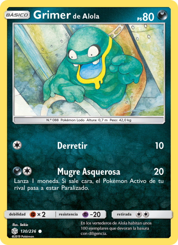 Grimer de Alola 130 — Cosmic Eclipse (Spanish Pokémon TCG card)