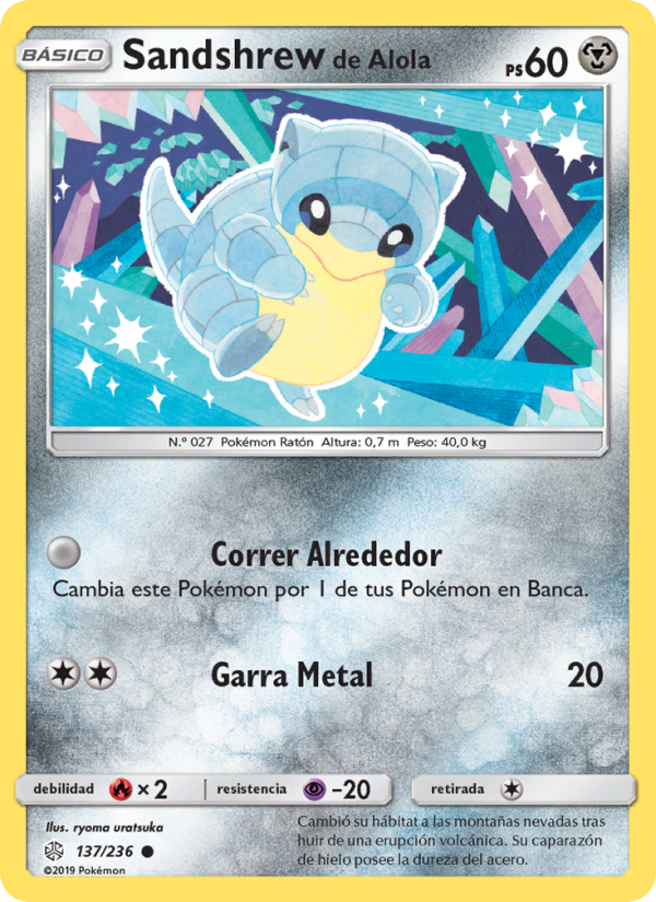 Sandshrew de Alola 137 — Cosmic Eclipse (Spanish Pokémon TCG card)