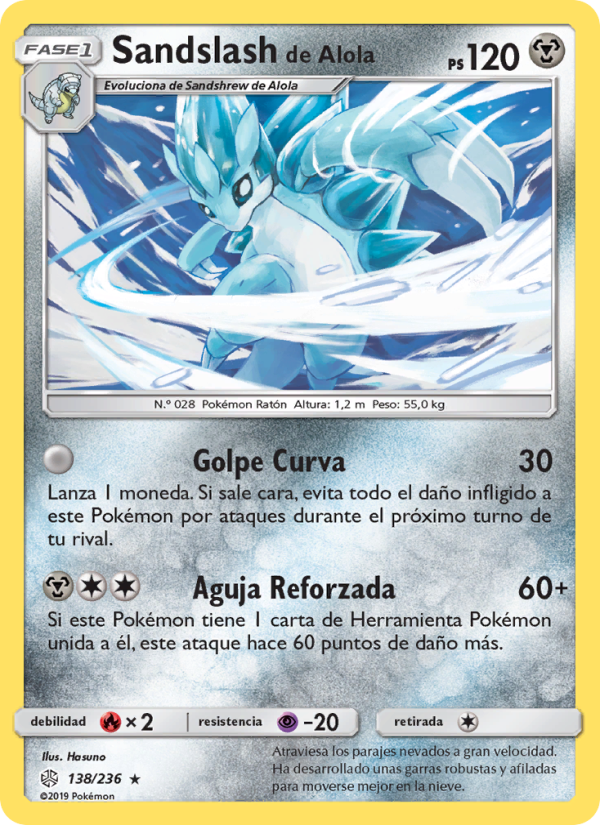 Sandslash de Alola 138 — Cosmic Eclipse (Spanish Pokémon TCG card)