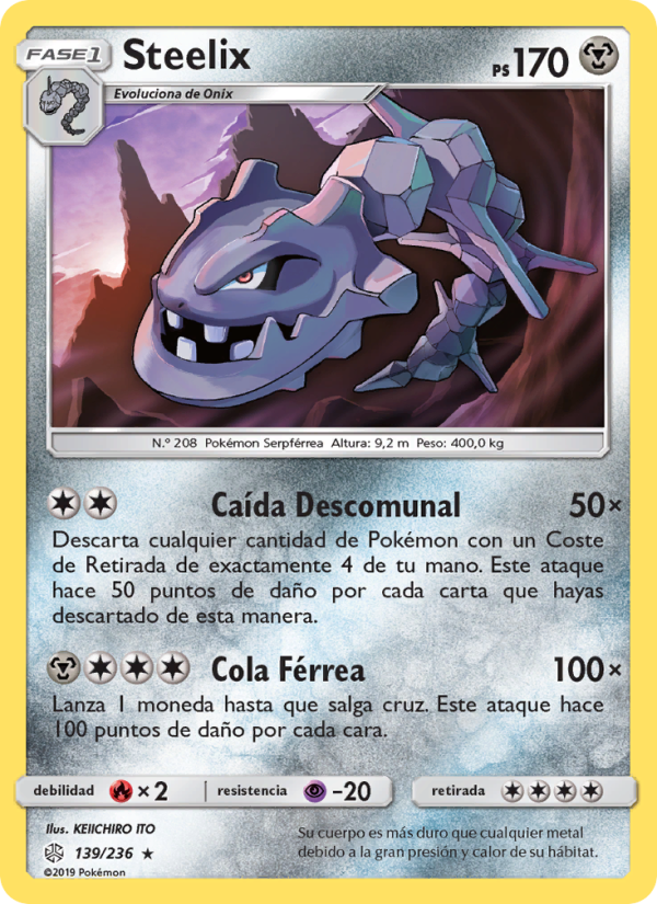 Steelix 139 — Cosmic Eclipse (Spanish Pokémon TCG card)
