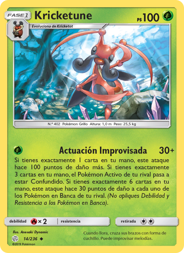 Kricketune 14 — Cosmic Eclipse (Spanish Pokémon TCG card)