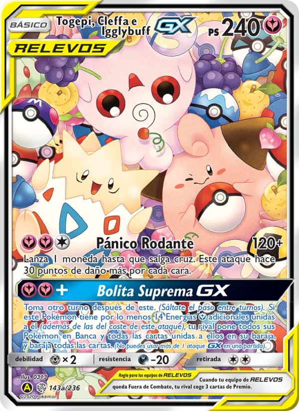 Togepi, Cleffa e Igglybuff GX 143 — Cosmic Eclipse (Spanish Pokémon TCG card)