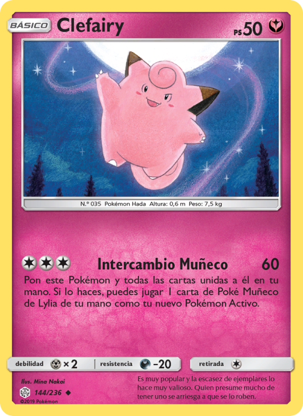Clefairy 144 — Cosmic Eclipse (Spanish Pokémon TCG card)