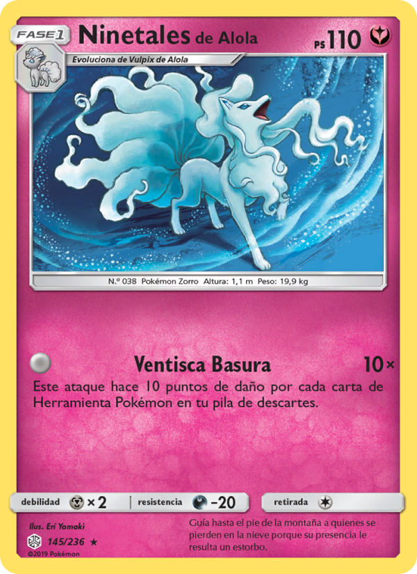 Ninetales de Alola 145 — Cosmic Eclipse (Spanish Pokémon TCG card)