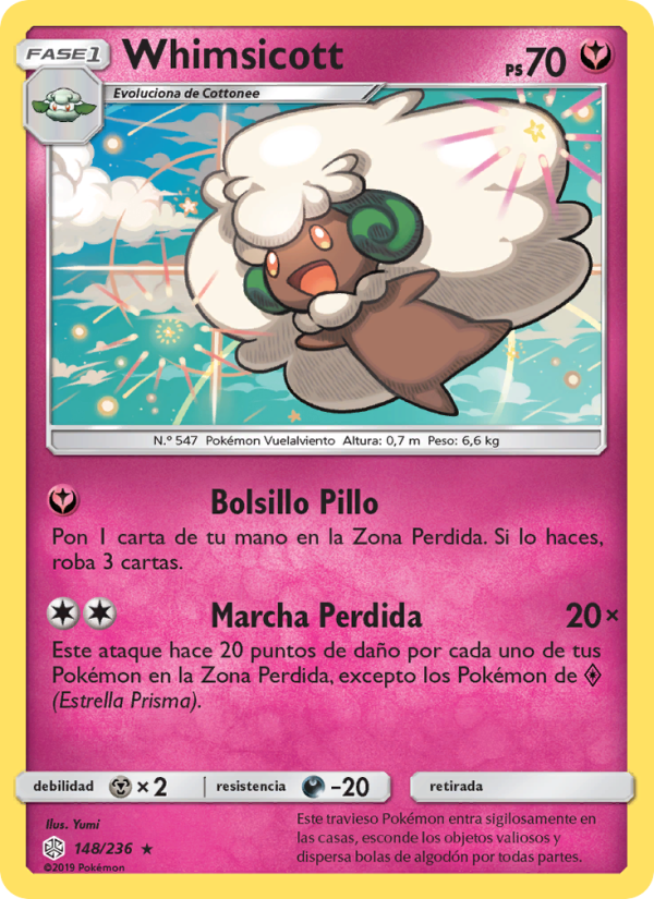 Whimsicott 148 — Cosmic Eclipse (Spanish Pokémon TCG card)