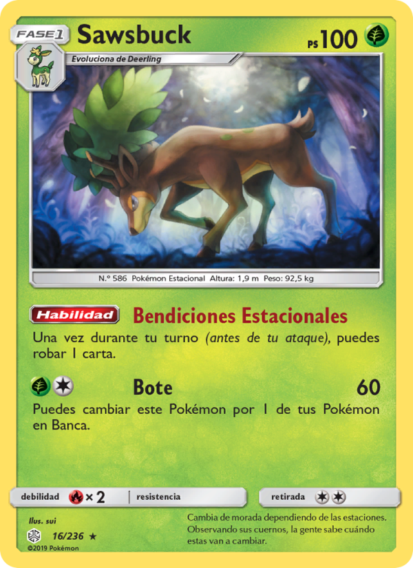 Sawsbuck 16 — Cosmic Eclipse (Spanish Pokémon TCG card)