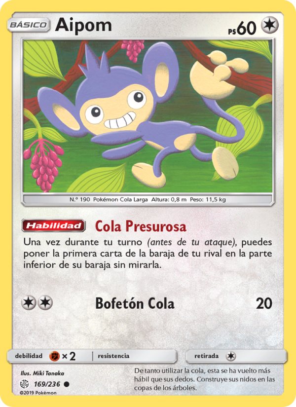 Aipom 169 — Cosmic Eclipse (Spanish Pokémon TCG card)
