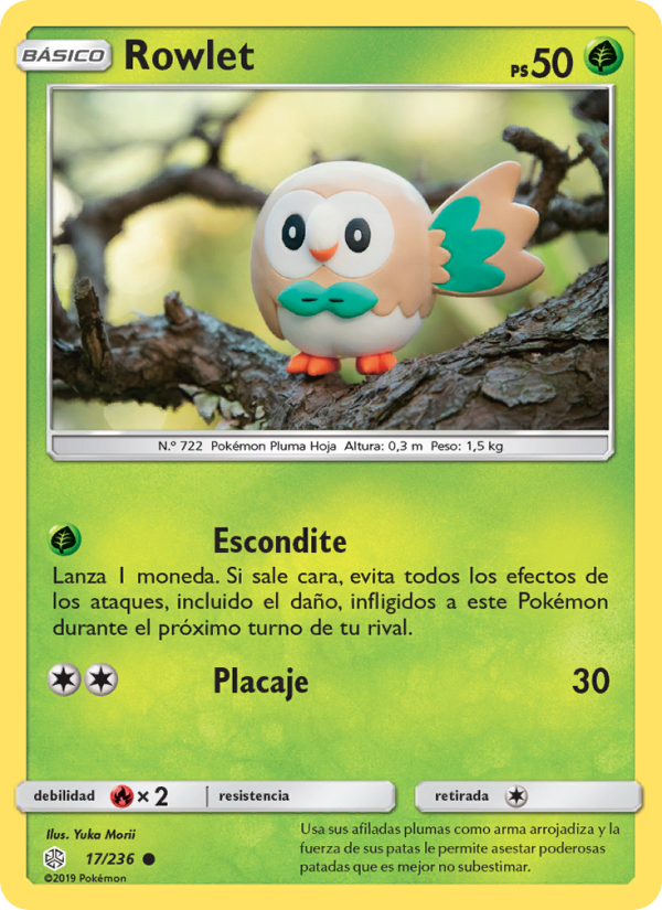 Rowlet 17 — Cosmic Eclipse (Spanish Pokémon TCG card)