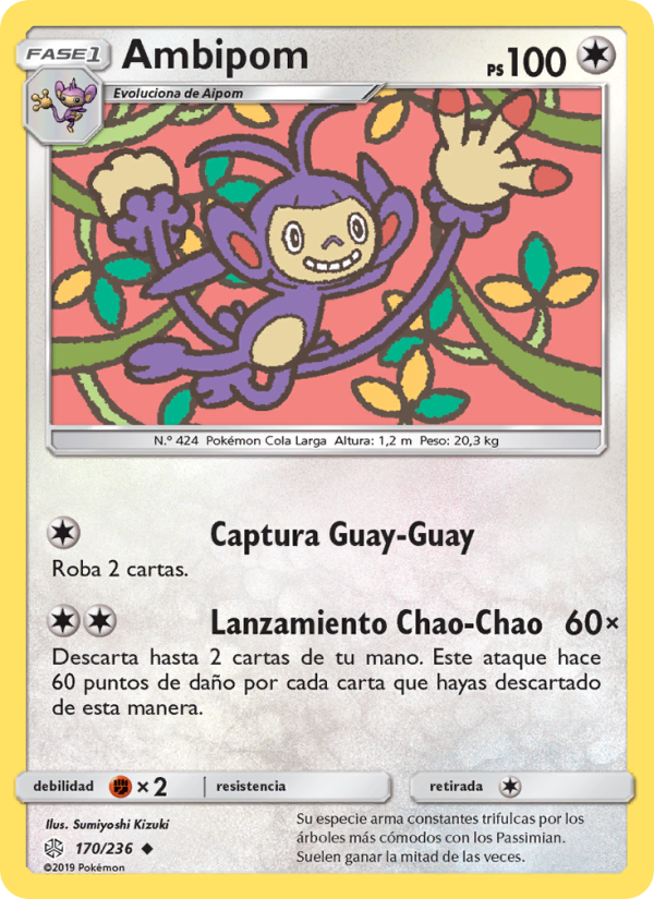 Ambipom 170 — Cosmic Eclipse (Spanish Pokémon TCG card)