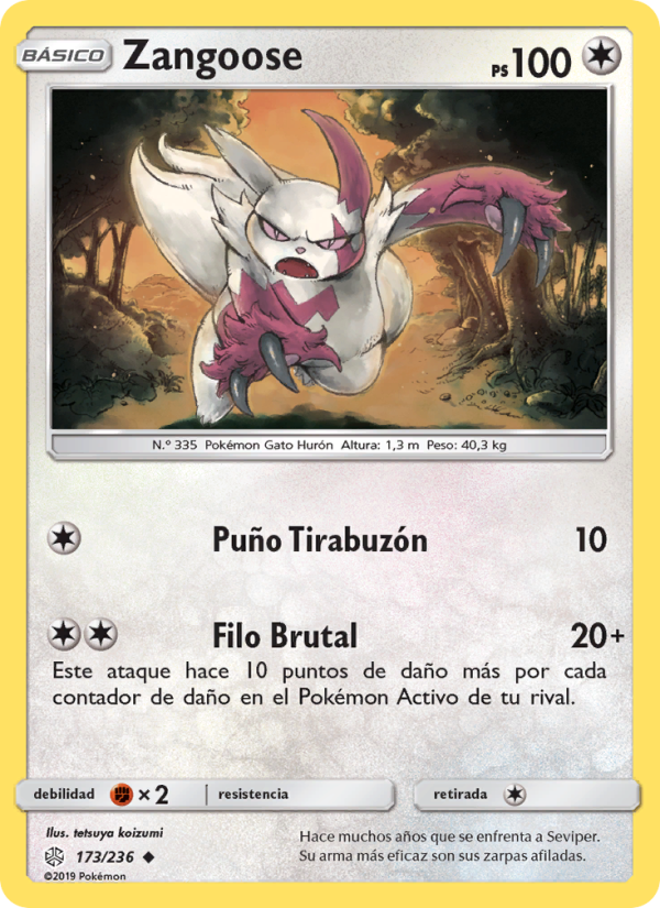 Zangoose 173 — Cosmic Eclipse (Spanish Pokémon TCG card)