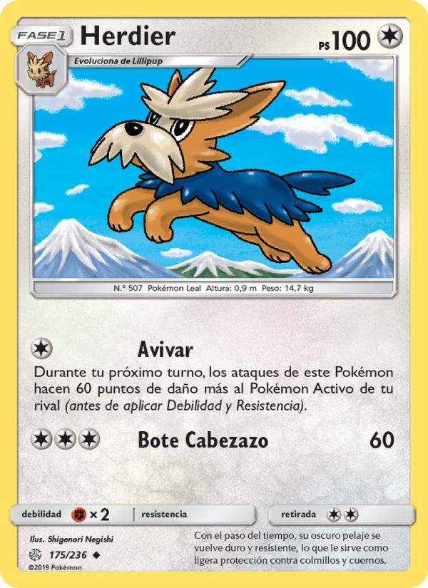 Herdier 175 — Cosmic Eclipse (Spanish Pokémon TCG card)