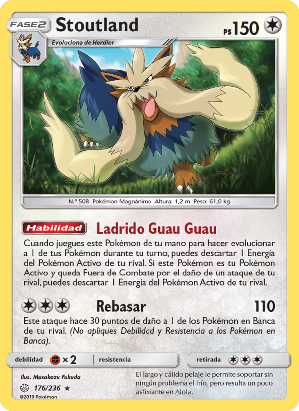 Stoutland 176 — Cosmic Eclipse (Spanish Pokémon TCG card)