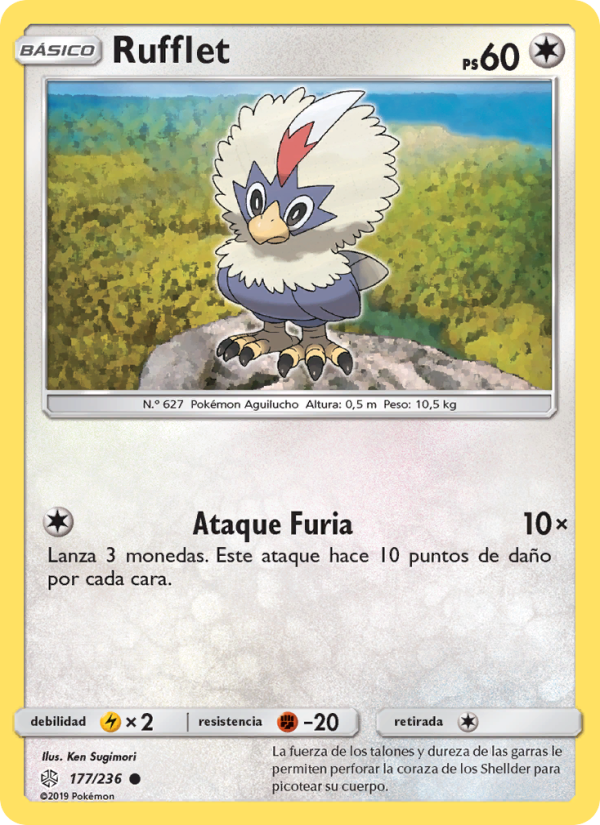 Rufflet 177 — Cosmic Eclipse (Spanish Pokémon TCG card)