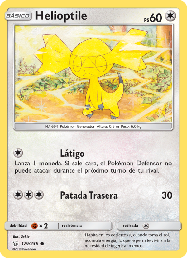 Helioptile 179 — Cosmic Eclipse (Spanish Pokémon TCG card)
