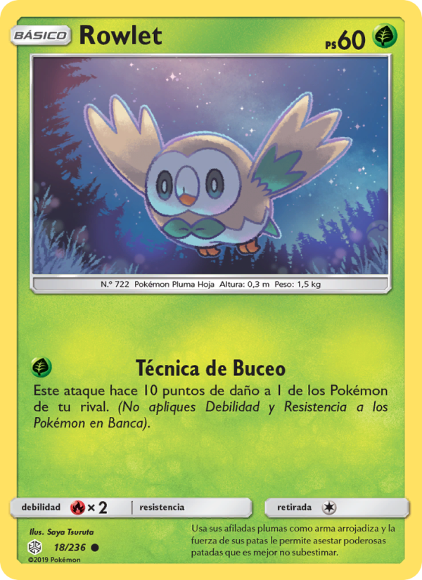 Rowlet 18 — Cosmic Eclipse (Spanish Pokémon TCG card)