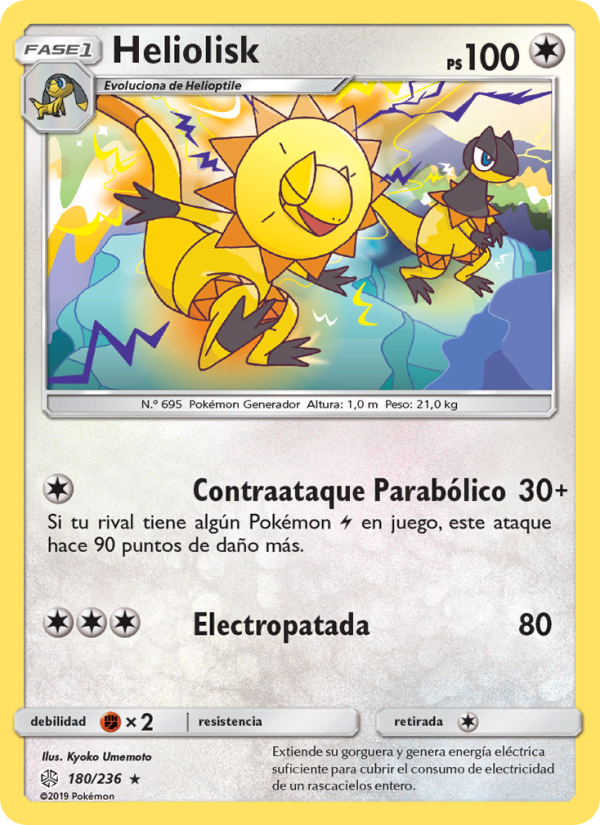 Heliolisk 180 — Cosmic Eclipse (Spanish Pokémon TCG card)