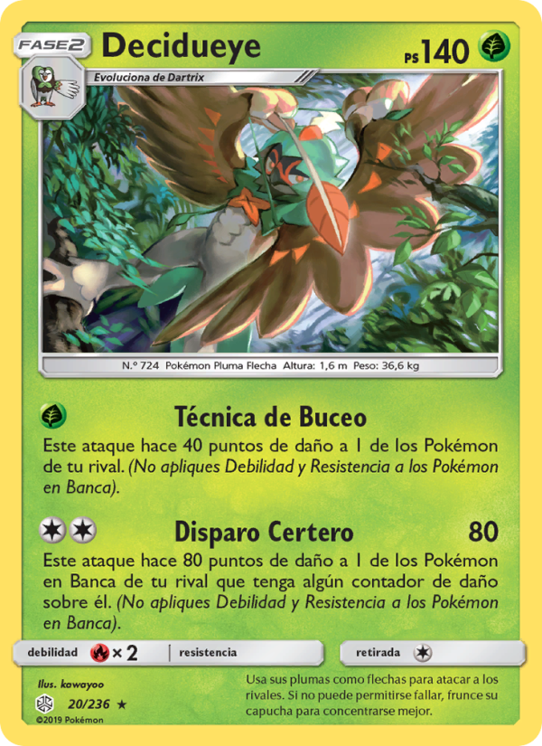 Decidueye 20 — Cosmic Eclipse (Spanish Pokémon TCG card)