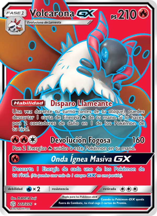 Volcarona GX 213 — Cosmic Eclipse (Spanish Pokémon TCG card)