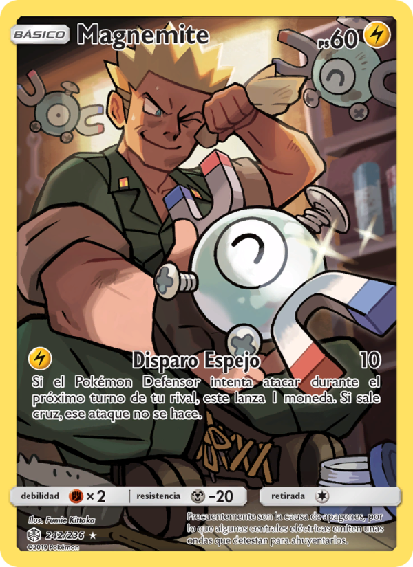 Magnemite 242 — Cosmic Eclipse (Spanish Pokémon TCG card)