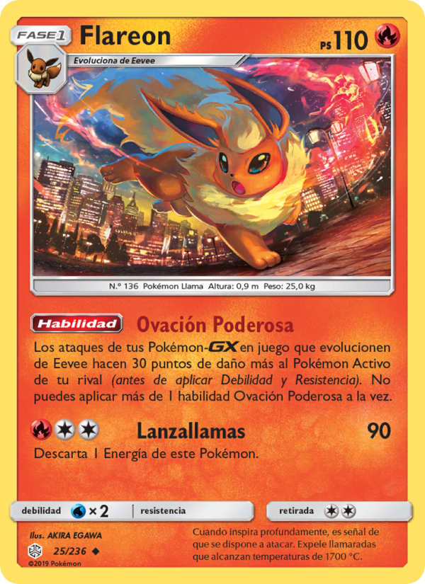 Flareon 25 — Cosmic Eclipse (Spanish Pokémon TCG card)
