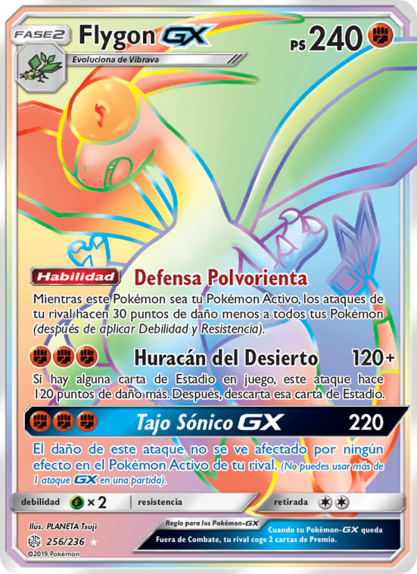 Flygon GX 256 — Cosmic Eclipse (Spanish Pokémon TCG card)