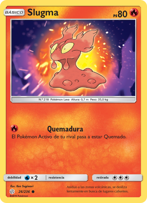 Slugma 26 — Cosmic Eclipse (Spanish Pokémon TCG card)